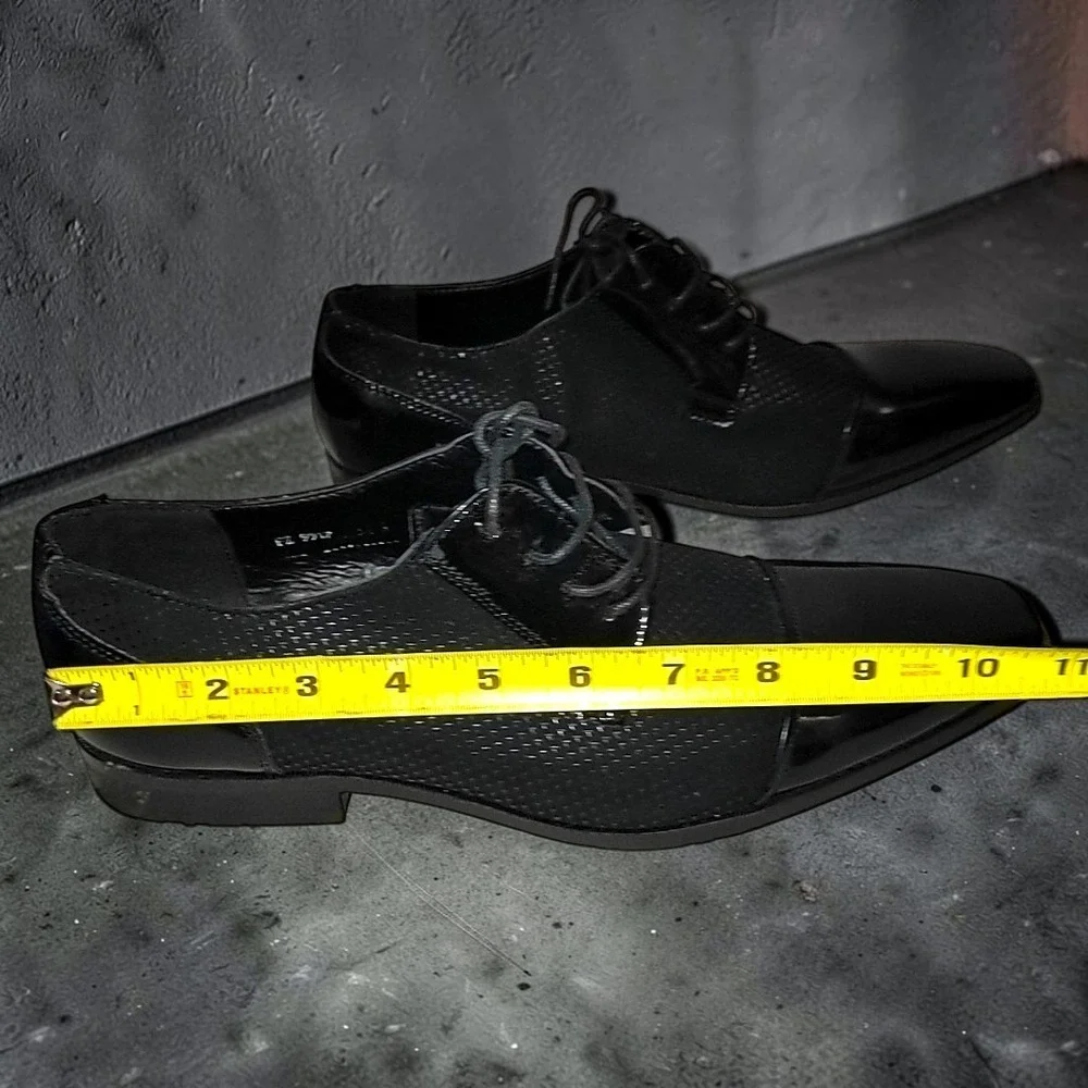 Fashion FZ 9917 Mens Black Patent Cap Toe Oxford Dress Shoes Size 46 US 12-13